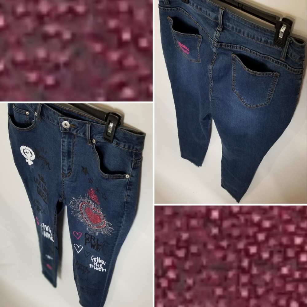 Denim Graffiti Skinny Leg Pants